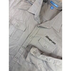 Port Authority Snap-on Work Shirt Men XL Gray Long Sleeve Epaulet‎ S649